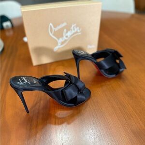 Christian Louboutin Matricia 100 Satin Bow Heels color Black size 38